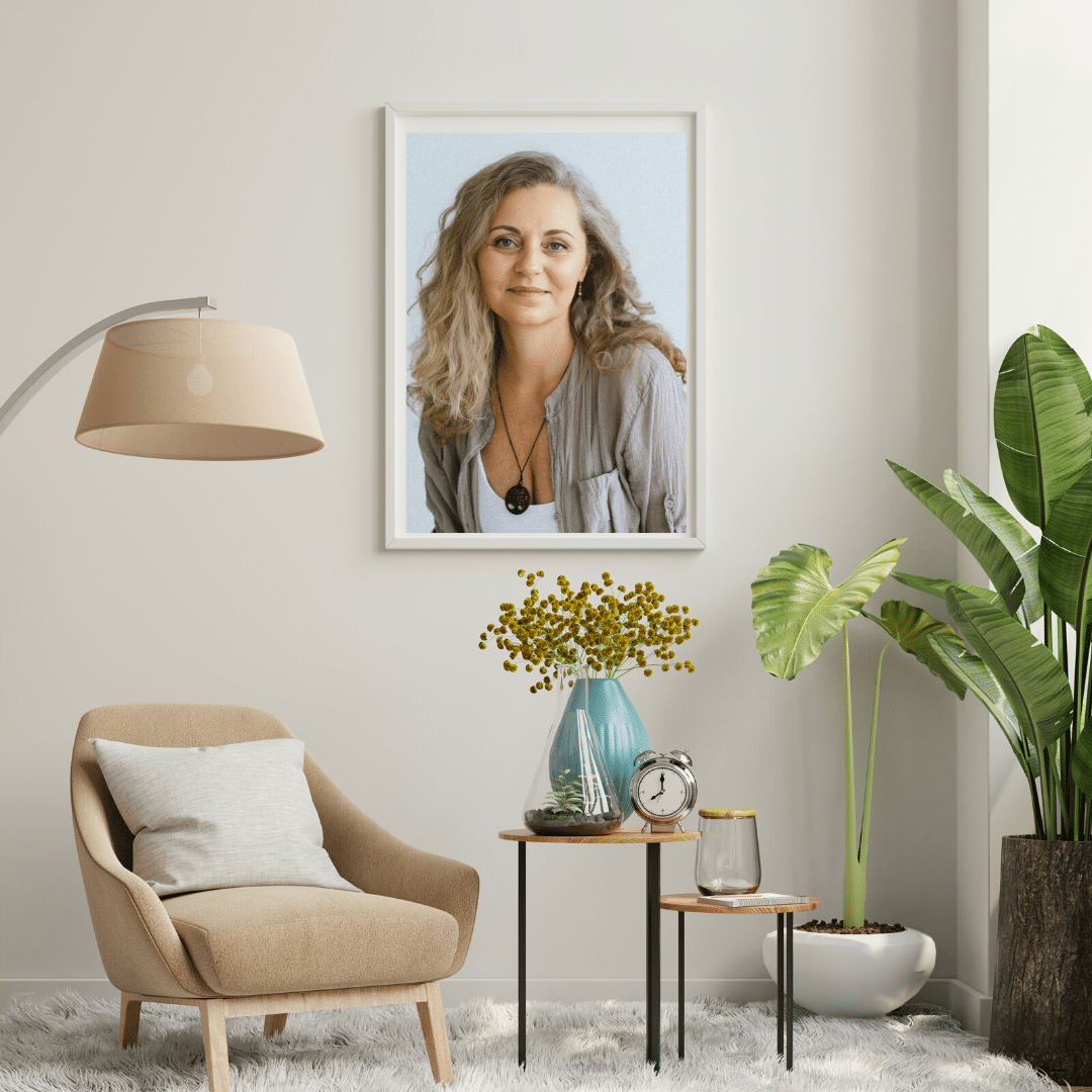 Neutral Aesthetic Modern Living Room Interior Wall Art Poster Frame Mockup Instagram Post (1)